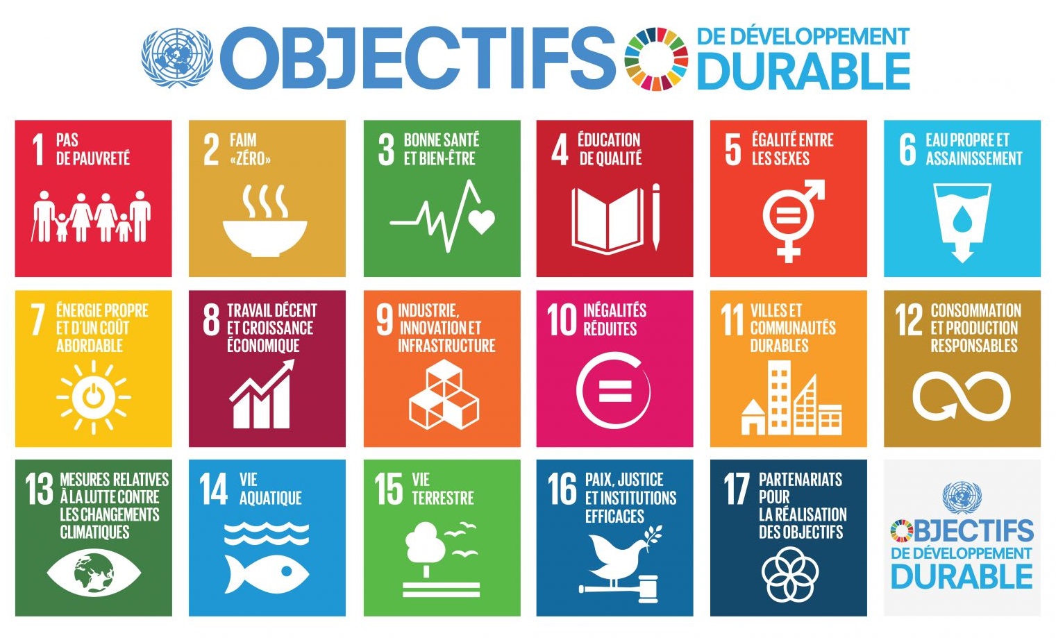 ONU 17 ODD objectifs de développement durable